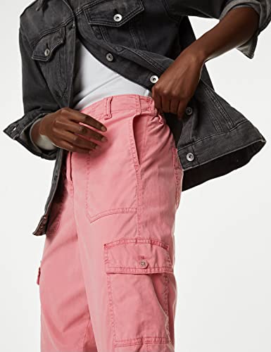 Image of Marks & Spencer Womens Solid High Rise Straight Fit Cargo Trouser