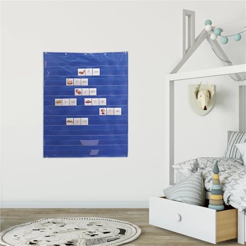 Outil pédagogique de gestion du temps : tableau de routine bleu à poches - 4