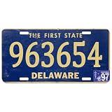 US State Decorative License Plates, 12x6 in Metal Sign, Delaware | Decorative license plate tin sign, 2D UV print, pre-drilled holes for garage, bar, man cave or wall decor. Not for road use.