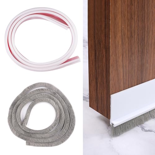 100cm Joint Brosse Isolation Phonique Porte en Caoutchouc 30mm Auto-adhésif et Peut être Coupé à la Taille Démontable Bloque Froid, Bruits et Insectes pour Bas de Porte et Portes d'Entrée (Blanc)