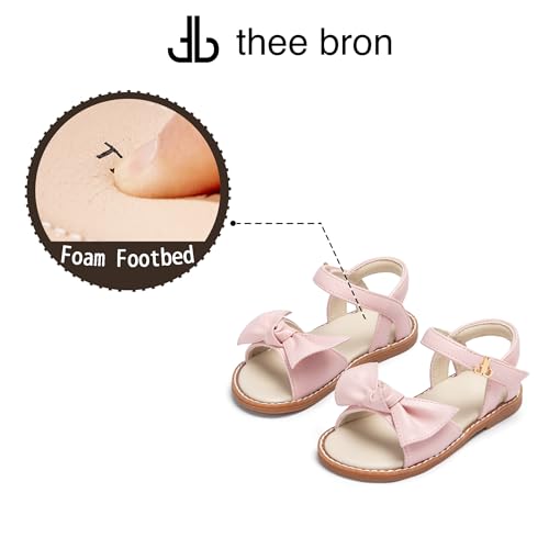 Image of THEE BRON Toddler Girls Sandals Wedding Flower Girl Dress Shoes Open Toe Flats