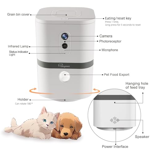 Image of Petalk AI II Dog Camera Automatic Treat Dispenser, 5G WiFi Pet Camera with 180 Pan Full-Room View
