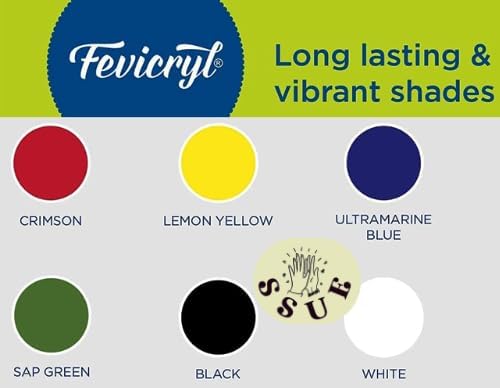 Fevicryl Acrylic Colours Sunflower Kit 6 Colors-15ml Creat your own art DIY Rich Pigment,Non-Craking Paint Canvas,Wood,Leather,Earthenware, Metal Crafts Works Painting,Drawing Artists,Handmade Decoration Etc