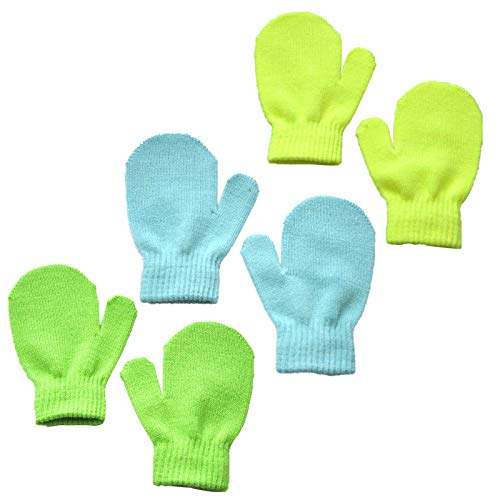 Baiggooswt 3/5 Pairs Infant Baby Thermal Warm Stretch Knitted Mittens Toddlers Plain Anti Scratch Winter Gloves, 1-5 Years