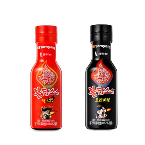 [2-Pack] Buldak Hot Chicken Sauce – Original & Hack Extremely Spicy Flavor, 200g Each Bottle (Total 400g) | Korean Spicy Sauce for Noodles, Stir-Fry, and Dipping