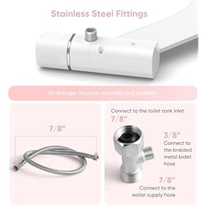 Ultra Slim Bidet Attachment PosteriorFeminine Wash Retractable Dual Nozzles Non Electric Bidet Attachment for Toilet Seat Adjustable Fresh Cold Water Pressure Stainless Steel Inlet White