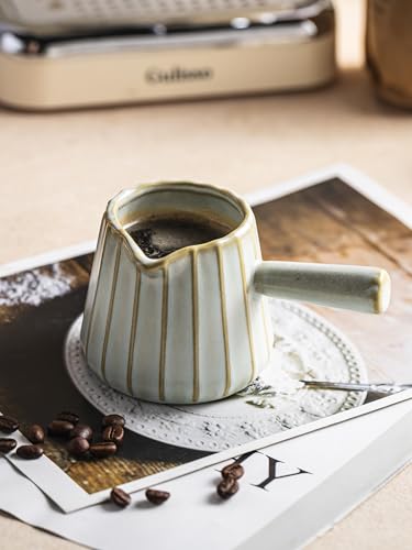 YHOJOY Espresso Cups, Ceramic Espresso Measuring Cup with Handle, Expresso Shots Cups with Scale, Espresso Accessories, 200ML /6 OZ, Light Green