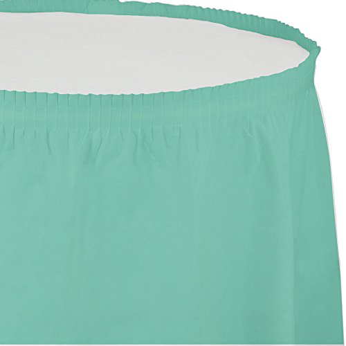 Creative Converting Touch of Color Plastic Table Skirt, Fresh Mint, 14'