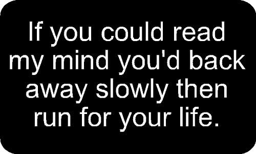 If You Could Read My Mind You'd Back Away Slowly Then Run for Your Life (2pack) I Make Decals ®, Funny, Humor, Hard Hat, Lunch Box, Tool Box, Helmet Stickers 1.5"x 2.5"