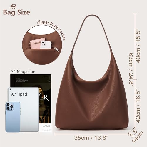 Image of KALIDI Casual Tote Bag Vegan Leather Hobo Zipper Work Bag Weekender Shoulder for Women Shoulder Travel Purse