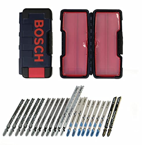 Image of BOSCH T-Shank Jig Saw Blade Set, 21 Pieces, 3-5 /8'' - 5-1 /4'', 5-24 TPI, In Brute Tough Case, For Wood, Metal, All Purpose /Multi-Material, And Fiber Plaster