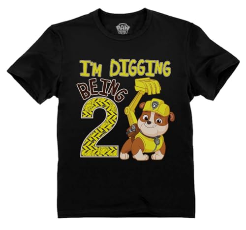 Paw Patrol Digging Being 2 T-Shirt - Rubble 2nd Birthday Shirt for Toddler Boys - Cute Construction Theme Gift