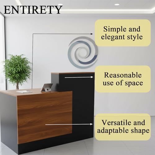 image for Horseo Modern Reception Desk，Front Reception Counter Table with Thre