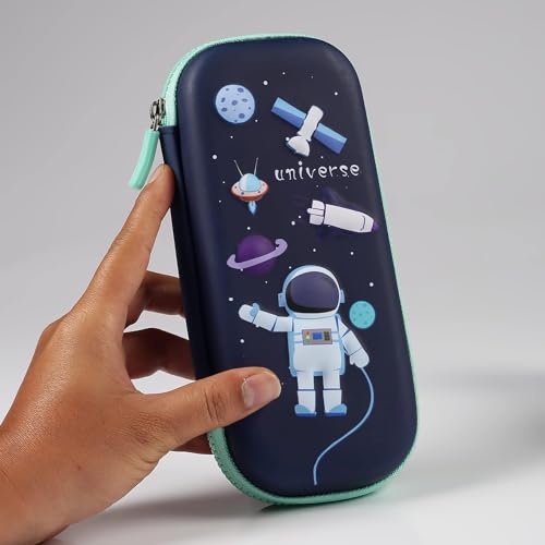 Image of Royals hub Canvas 3D Cover Eva Universe Astronaut Theme Pencil Case, Large Capacity Pencil Pouch Bag, Compass School Pouch Organizer For Students, Premium Stylish Pen Holder (Multicolor)