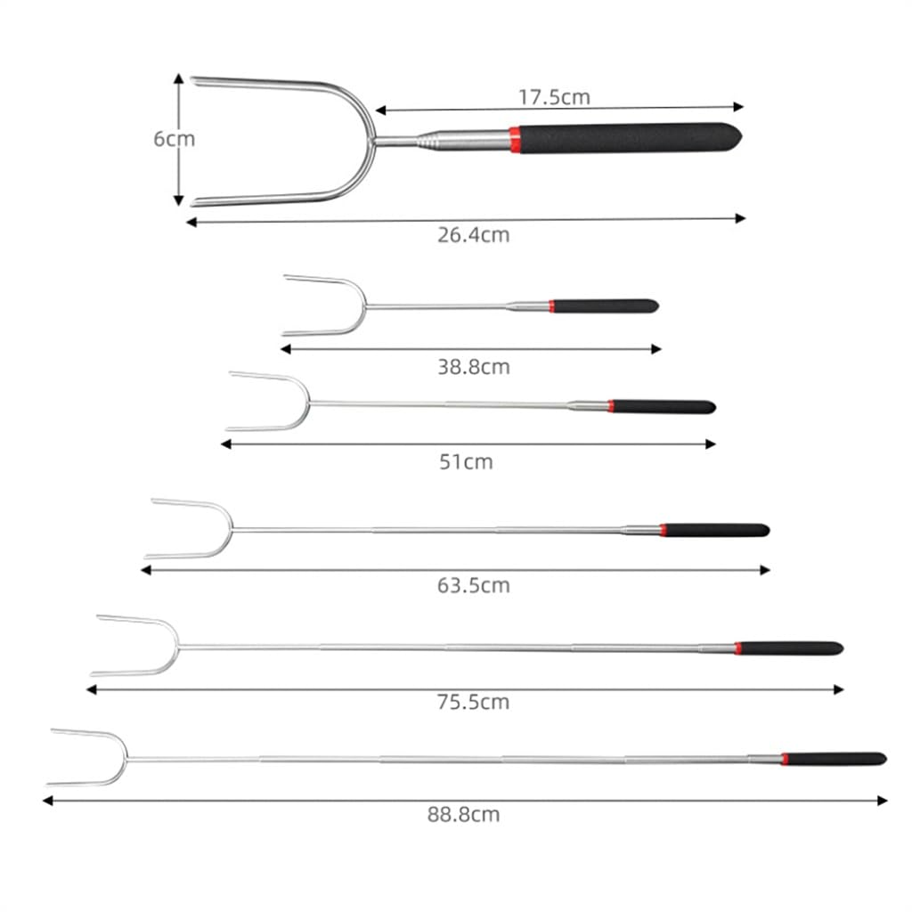Stainless Steel Telescopic Barbecue Fork Outdoor Barbecue Tool