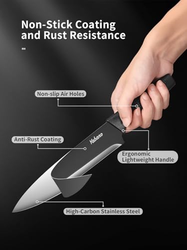 Yabano Messerset mit Messerschärfer - Scharfe Küchenmesser Set - 5-teiliges Küchenmesserset mit 5 Klingenschutzhüllen Anti-Rost-Beschichtung