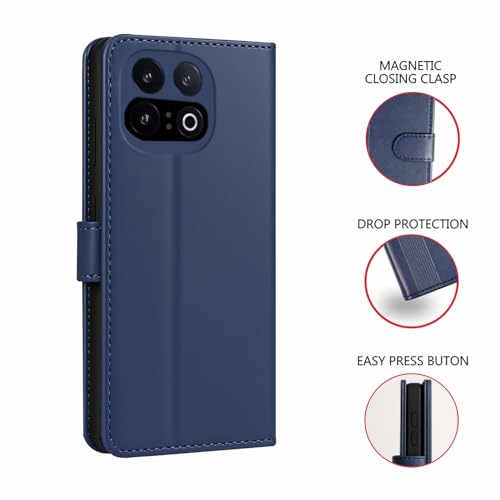 Image of AIBEX Shock Proof Flip Compatible for iQOO 15 5G Flip Cover Leather Finish | Inside TPU with Card Pockets | Wallet Stand | Complete Protection Flip Case Blue
