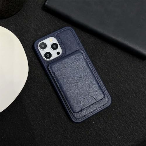 Étui portefeuille en cuir pour iPhone 16 Pro Max avec porte-cartes bleu