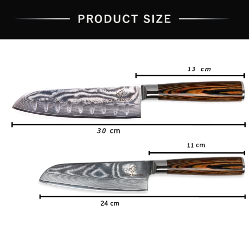 Santoku Damastmesser Set Wolfblood 2-teilig 30cm und 24cm