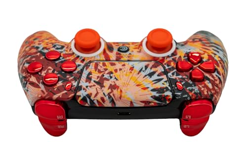 Image of Custom Controllerzz Custom Wireless Controller Compatible with PS5 - Multiple Designs Available (Solar Flare & Red Chrome)