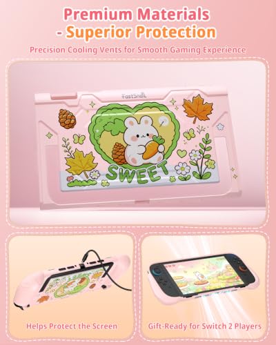 Image of FASTSNAIL Switch 2 Protective Case with Ergonomic Grip for Joycon 2(Pink)