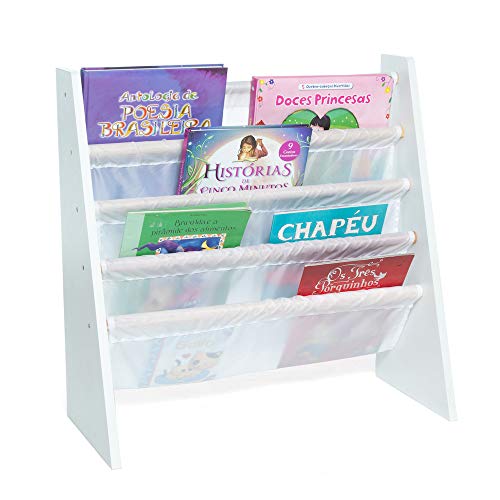 Prateleira Revisteiro Biblioteca Para Livros Infantil- Branco, Momis Petit, Branco, Único