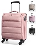 BAGSMART Underseat Carry on Luggage with Wheels, Soft Underseat Travel Luggage with PVC Wet/Dry Pockets, Lightweight Soft Personal Item Suitcase for Short Trip, Sakura Pink
