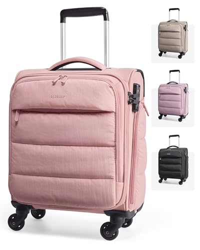BAGSMART Underseat Carry-On Luggage with Wheels, Sakura Pink