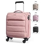 BAGSMART Underseat Carry on Luggage with Wheels, Soft Underseat Travel Luggage with PVC Wet/Dry Pockets, Lightweight Soft Personal Item Suitcase for Short Trip, Sakura Pink