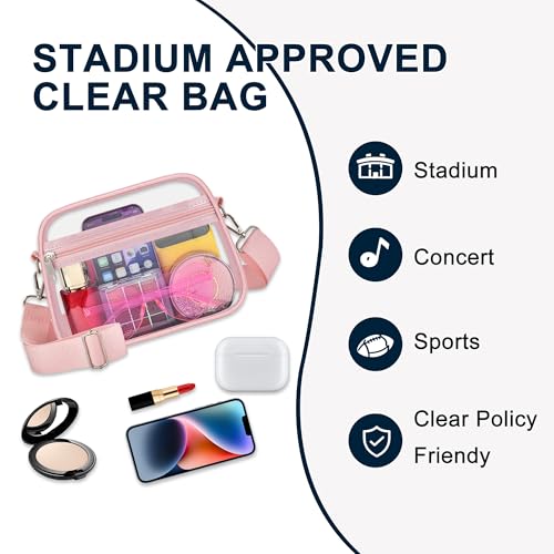 Image of Oraben Clear Bag for Stadium Events Clear Purse Stadium Bag Satchel Handbags for Sports Events Concerts Festivals | Stadium Approved