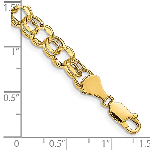 14k Yellow Gold 7 Inch 6.5mm Double Link Chain Charm Bracelet Fine Jewelry For Women Gifts For Her - Image 4