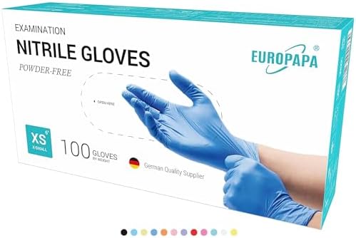 EUROPAPA® Rękawiczki jednorazowe z nitrylu, 100 sztuk, bezpudrowe, bezlateksowe rękawiczki do badań, niesterylne (XL, błękit oceanu)