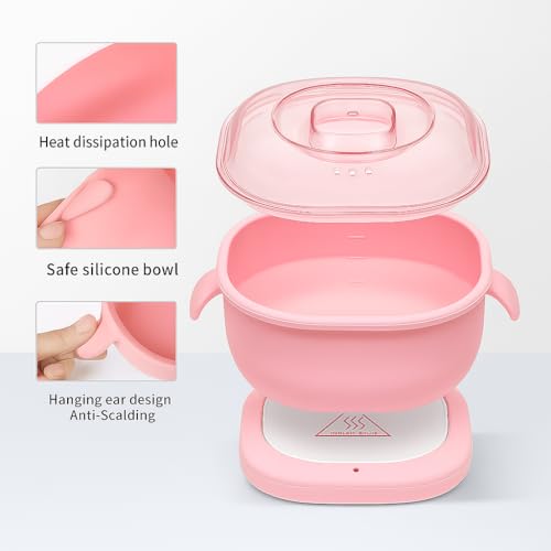 Image of Wax Heater - Compact Electric Wax Warmer for Hard & Soft Wax, Fast Heating with Silicone Pot Liner - Portable Hair Removal Kit for Home & Salon Use, Unisex (Wax Heater Only - Pink)