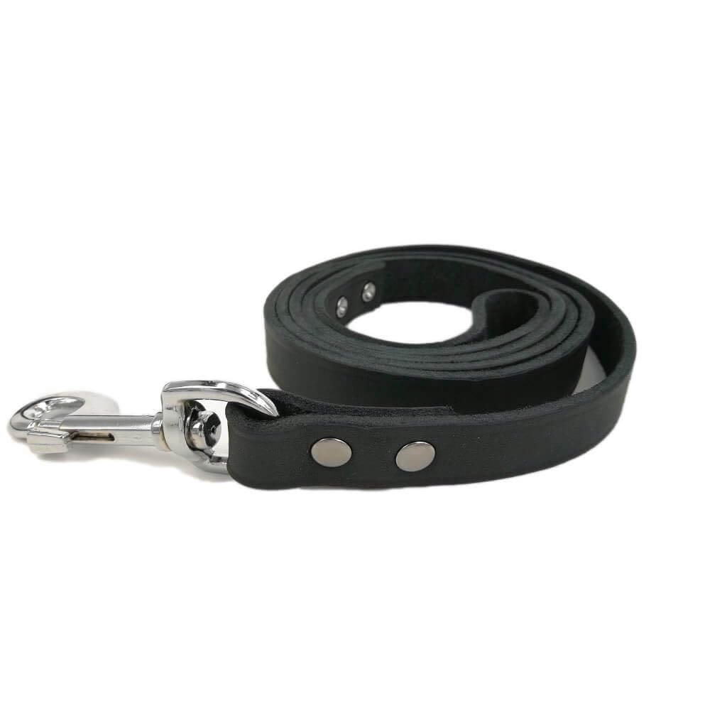 Topmast Guinzaglio per cani Guinzaglio regolabile in pelle grassa oliata - nero 18 mm - 240 cm