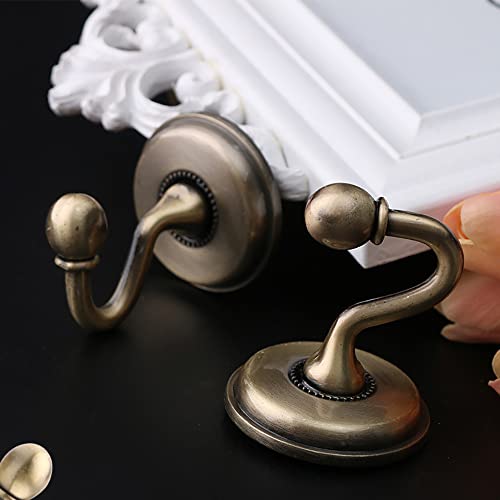 2 Stücke Vintage Legierung Knauf Vorhang Holdback,Raffhalter Haken mit Schrauben,Vorhanghaken aus Bronze für Wohnzimmer,Schlafzimme