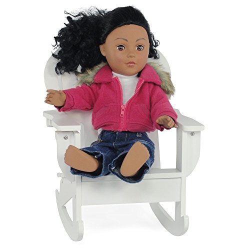 Emily Rose 18-Inch Doll Furniture Accessory -18\" Doll White Adirondack Indoor/Outdoor Rocking Chair - fits 14-18 inch Dolls - Thumbnail 5