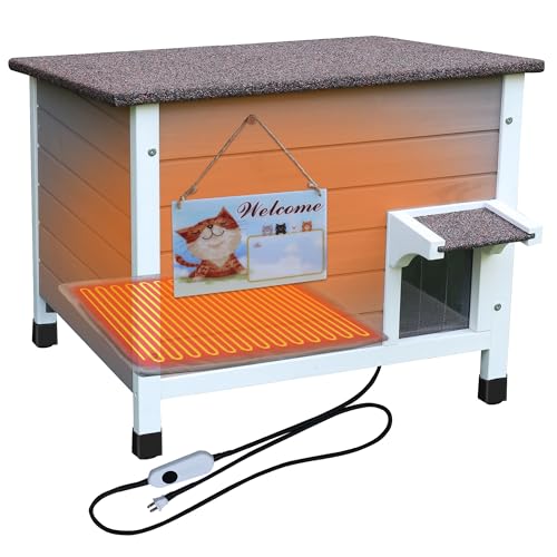 Rockever Heated Cat House for Outside with Heating Pad, 100% Insulated Outdoor Cat Houses for Winter Weatherproof Cat Houses for Outdoor Cats All-Round Foam Design