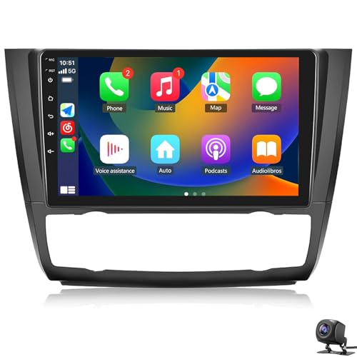 Autoradio Android 14 BMW E87 E81 E82 E88 avec écran 9 pouces CarPlay et clim automatique