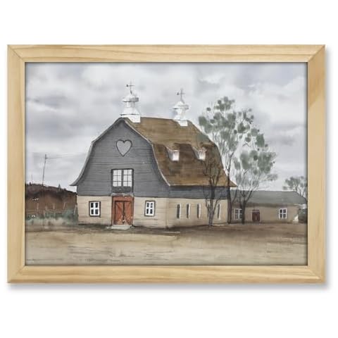 Barn Pictures Farmhouse Wall Decor: Country Wall Art Print Framed Posters Rustic Farm House Wall Decor for Kitchen Dining Room Living Room Bedroom Hanging Paingings 12"x16" Cover