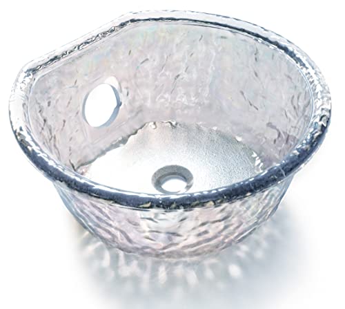 ans Glass Sink Bowl for Salon Pedicure Spa Foot Soak Annulus Reflection Crystal