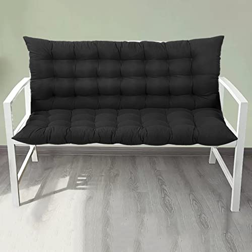 Coussin de banc extérieur grand format 100x100 confortable matelassé noir avec dossier