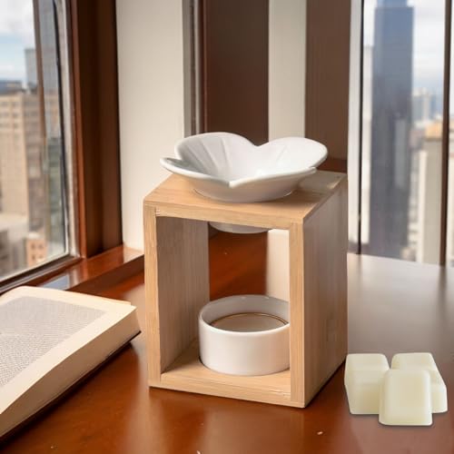 Zen'Arôme Aroma Scented Wax Melting Burner – Essential Oil Diffuser and Room Fragrance – Aromatherapy Candle Holder Wooden and Ceramic Candle Holder – Height: 12 cm - Image 5