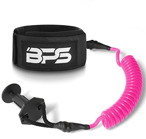 BPS 'Premium' Coiled Bodyboard Kids Adult Arm Leash - Attach to Board Leash Plug (Pink)