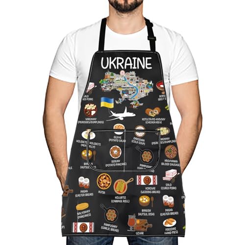 Ukraine Country Map Europe Cuisine Lover Kitchen Apron Mom Dad BFF Ukrainian Food Cooking Travel Apron (UKRAINE)