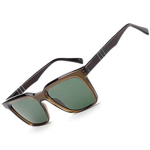 CARFIA Square Sunglasses for Men Polarized Lightweight Retro Classic 100% UV Protection Driving Glasses