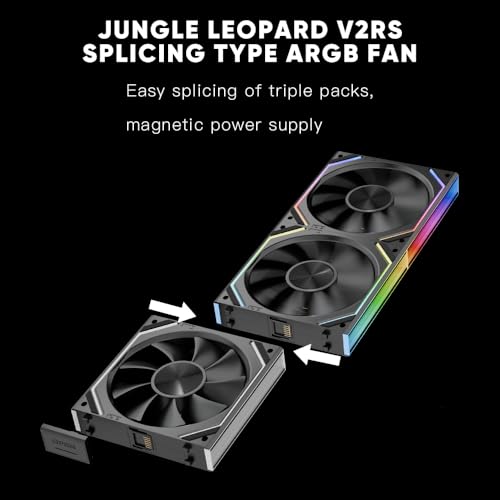 Image of PC Fan JM-V2 RS 120 Infinity Mirror Module Daisy-Chain ARGB Fan 120mm Triple Pack Suitable for Computer Case & 360mm AIO Cooler (Black)