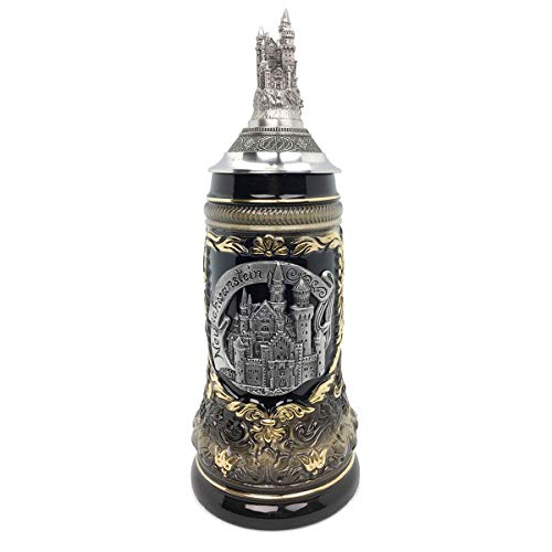Neuschwanstein .75L German Made Collectible Ceramic Beer Stein with Lid made by Zoller & Born Made in Germany Mug