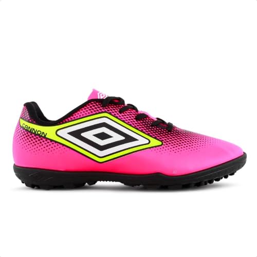 Chuteira Umbro Cannon Society Juvenil Rosa Fluorescente