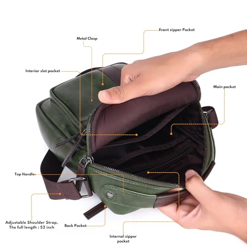 Image of VISMIINTREND Leather Sling Bag for Men Travel | Side Shoulder Messenger Bag for Man | Fits 10 inch ipad | Corporate Gifts for Men | Birthday Gift for Husband /Father | Premium