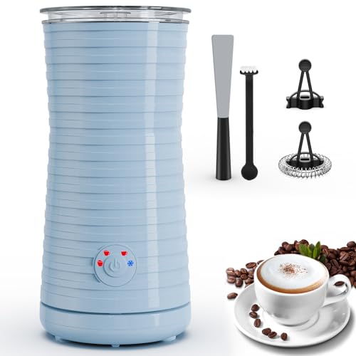 Espumador de Leche Eléctrico​​ 4 en 1, Morpilot ​​Calentador de Leche​​ para Espuma Fría/Caliente, Ideal para Cappuccino, Latte y Leche Caliente, 240ml, Azul
